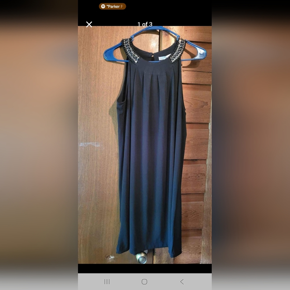 Sandra Darren Black Halter Sheath Midi Dress